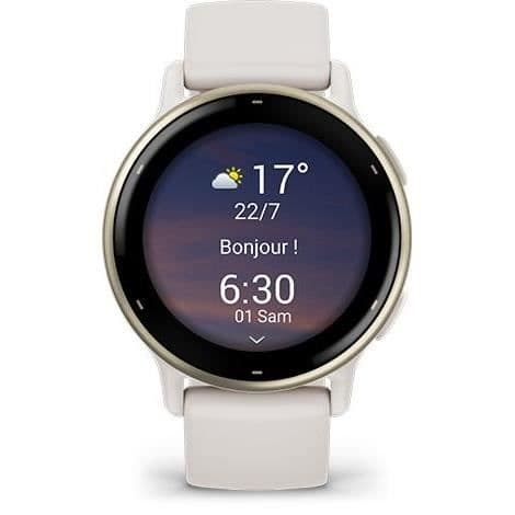 GPS Smartwatch - GARMIN - Vivoactive 5 - WiFi - 30,4 mm (1,2) - Guldcreme med beige rem