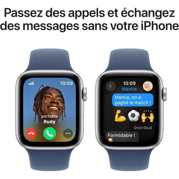 Apple Watch SE GPS + Cellular - 44 mm - Hopeanvärinen alumiinikuori - Denim Sport Band - M/L