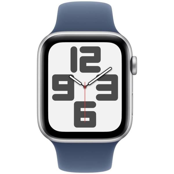 Apple Watch SE GPS + Cellular - 44 mm - Hopeanvärinen alumiinikuori - Denim Sport Band - M/L