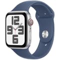 Pikkukuva 1 / 5: Apple Watch SE GPS + Cellular - 44 mm - Hopeanvärinen alumiinikuori - Denim Sport Band - M/L