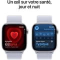 Miniatyrbillede 5 af 6: Apple Watch Series 10 GPS + Cellular - 46 mm - Sølvfarvet aluminiumskasse - Blå Cloud Sport Loop-rem