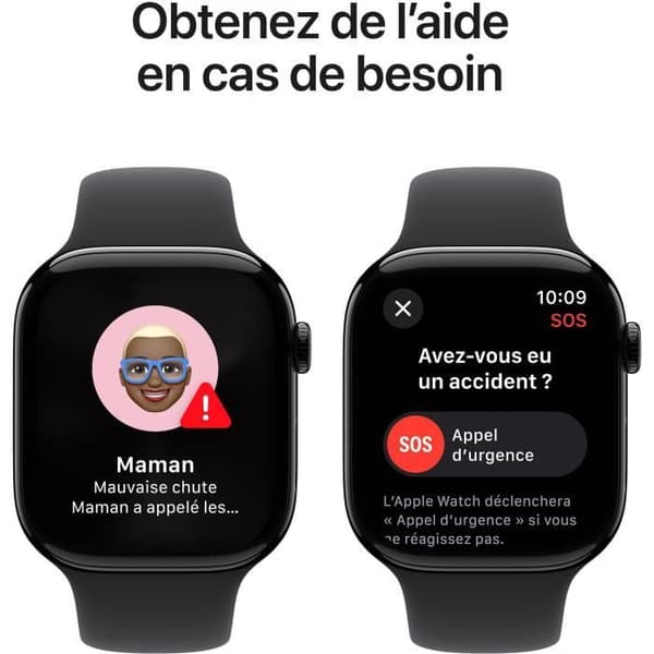 Apple Watch Series 10 GPS + Cellular - 46 mm - Kolsvart aluminiumboett - Svart sportarmband - S/M