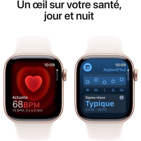 Apple Watch Series 10 GPS - 42mm - Roséguldfärgad aluminiumboett - Ljusblush sportarmband - M/L