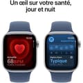 Miniatyrbillede 5 af 6: Apple Watch Series 10 GPS - 42mm - Sølvfarvet Aluminiumskasse - Denim Sportrem - M/L