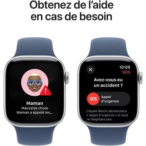 Apple Watch Series 10 GPS - 42mm - Sølvfarvet Aluminiumskasse - Denim Sportrem - M/L