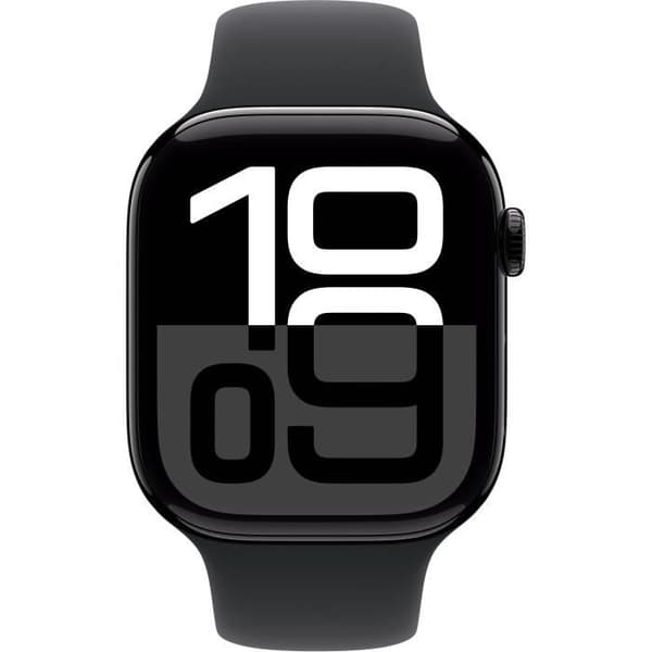 Apple Watch Series 10 GPS - 46mm - Kolsvart aluminiumboett - Svart sportarmband - M/L