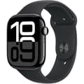 Miniatyrbild 1 av 6: Apple Watch Series 10 GPS - 46mm - Kolsvart aluminiumboett - Svart sportarmband - M/L