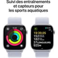 Pikkukuva 4 / 6: Apple Watch Series 10 GPS - 46 mm - Hopeanvärinen alumiinikuori - Sininen pilvi Sport Loop -ranneke