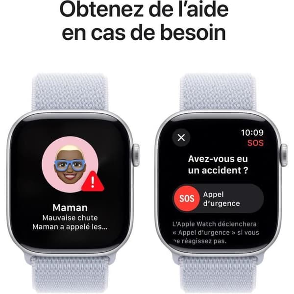 Apple Watch Series 10 GPS - 46 mm - Hopeanvärinen alumiinikuori - Sininen pilvi Sport Loop -ranneke