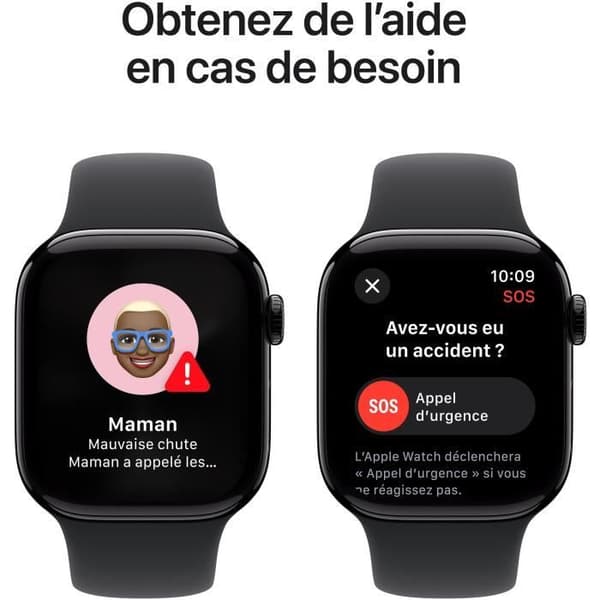 Apple Watch Series 10 GPS - 42mm - Kolsvart aluminiumboett - Svart sportarmband - M/L