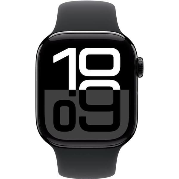 Apple Watch Series 10 GPS - 42mm - Kolsvart aluminiumboett - Svart sportarmband - M/L
