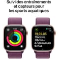 Pikkukuva 4 / 6: Apple Watch Series 10 GPS - 42 mm - Ruusukultainen alumiinikuori - Luumunvärinen Sport Loop -ranneke
