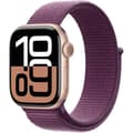 Pikkukuva 1 / 6: Apple Watch Series 10 GPS - 42 mm - Ruusukultainen alumiinikuori - Luumunvärinen Sport Loop -ranneke