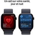 Miniatyrbillede 5 af 6: Apple Watch Series 10 GPS - 46 mm - Jet Black Aluminium Case - Ink Sport Loop-rem