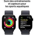 Miniatyrbild 4 av 6: Apple Watch Series 10 GPS – 42 mm – Kolsvart aluminiumboett – Bläckfärgad sportlooprem