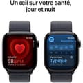 Miniatyrbild 5 av 6: Apple Watch Series 10 GPS – 42 mm – Kolsvart aluminiumboett – Bläckfärgad sportlooprem
