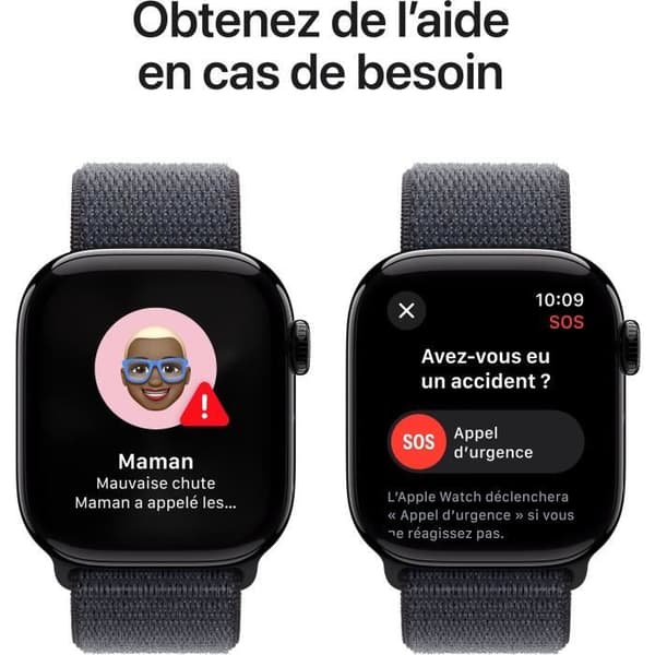 Apple Watch Series 10 GPS – 42 mm – Kolsvart aluminiumboett – Bläckfärgad sportlooprem