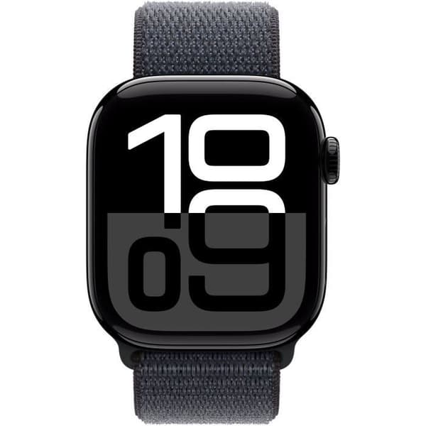 Apple Watch Series 10 GPS – 42 mm – Kolsvart aluminiumboett – Bläckfärgad sportlooprem