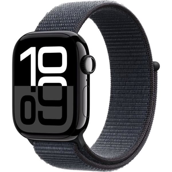 Apple Watch Series 10 GPS – 42 mm – Kolsvart aluminiumboett – Bläckfärgad sportlooprem