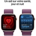 Miniatyrbild 5 av 6: Apple Watch Series 10 GPS - 46 mm - Roséguldfärgad aluminiumboett - Plommonfärgad sportlooprem