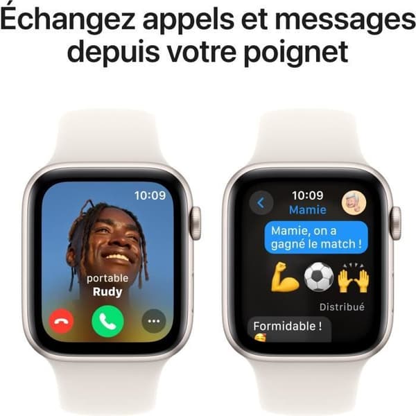 Apple Watch SE GPS - 44mm - Starlight aluminiumboett - Starlight sportarmband - M/L