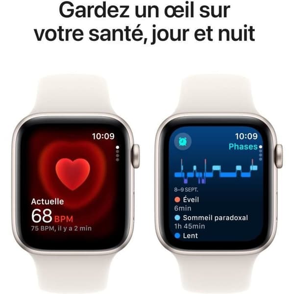 Apple Watch SE GPS - 44mm - Starlight aluminiumboett - Starlight sportarmband - M/L