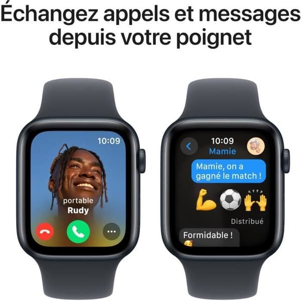 Apple Watch SE GPS - 44 mm - Aluminiumskasse i midnatsblåt - Sportsrem i midnatsblåt - S/M