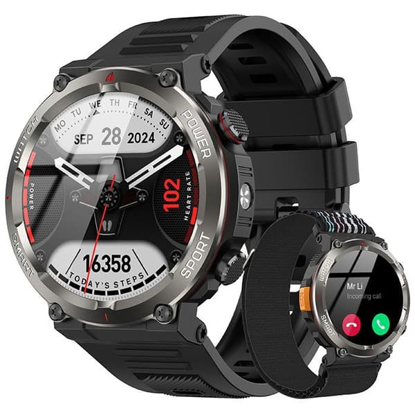 Blackview W50 Pro Bluetooth Smartwatch 960mAh Stötsäker, 1.45" Klocka med LED-ficklampa - Svart