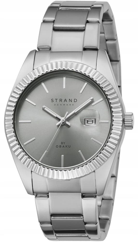 Nyt originalt herreur Strand by Obaku S721GDCJSC-DS sølvfarvet dato