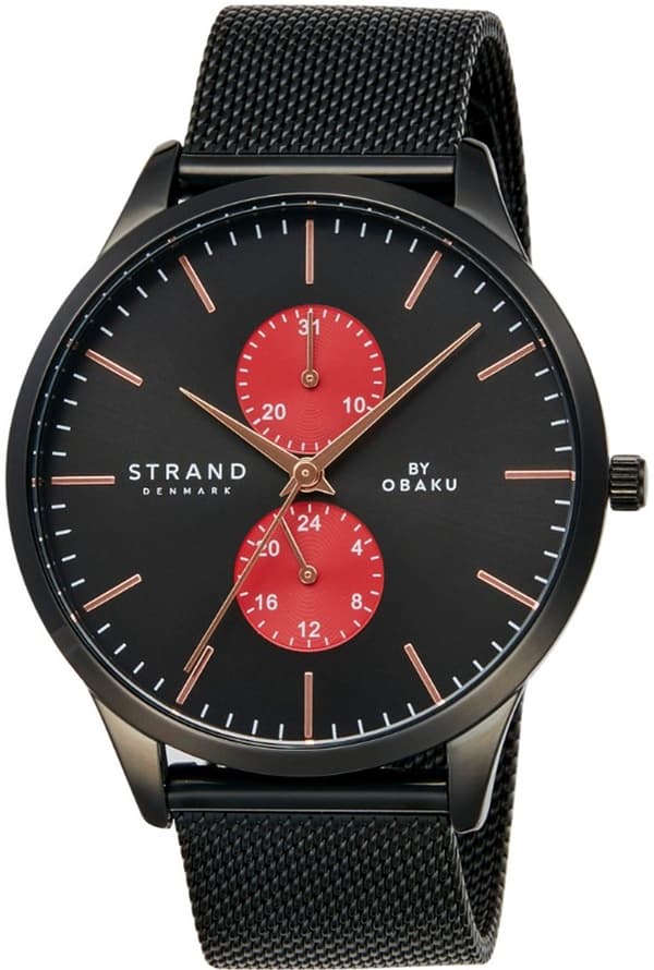 Nyt originalt herreur Strand by Obaku S703GMBBMB-DS sort, æske
