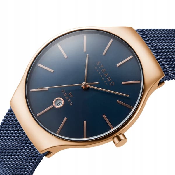 Uusi alkuperäinen miesten rannekello Strand by Obaku S701GDVLML sininen, laatikko