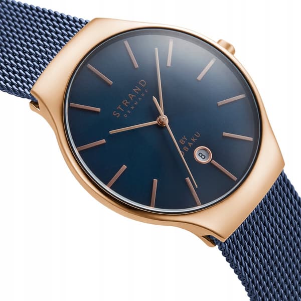 Uusi alkuperäinen miesten rannekello Strand by Obaku S701GDVLML sininen, laatikko