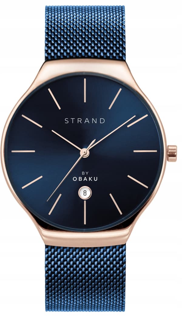 Uusi alkuperäinen miesten rannekello Strand by Obaku S701GDVLML sininen, laatikko