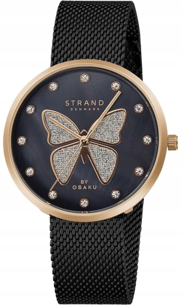 Nyt originalt dameur Strand by Obaku S700LXVBMB-DB sort, æske