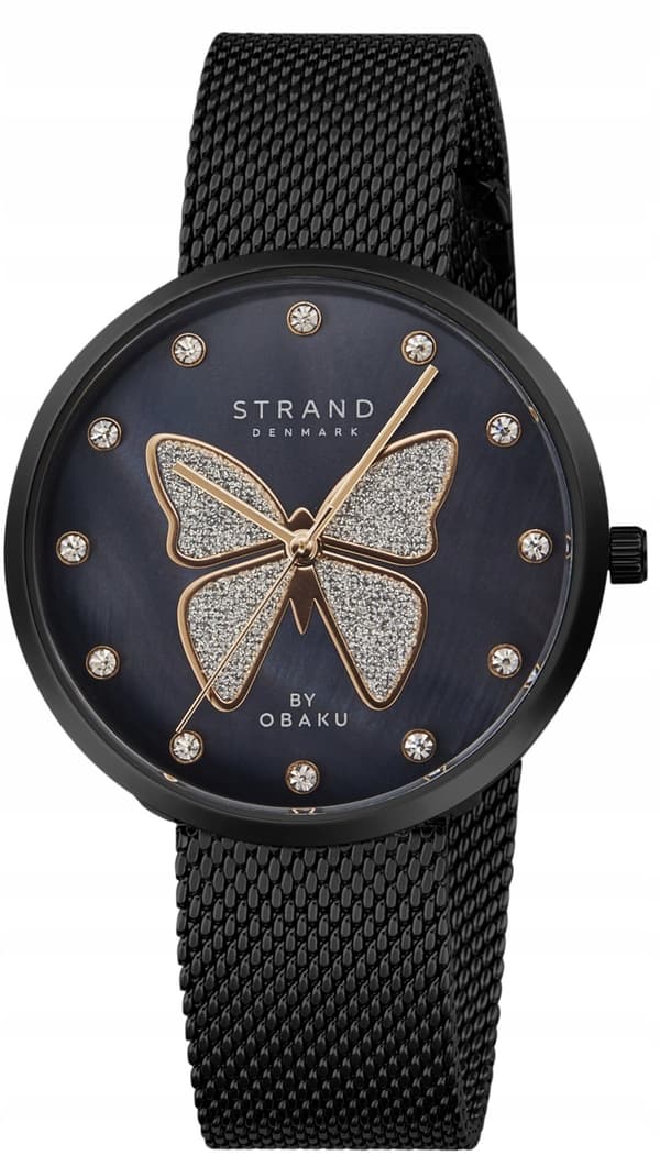 Nyt originalt dameur Strand by Obaku S700LXBBMB-DB sort, æske