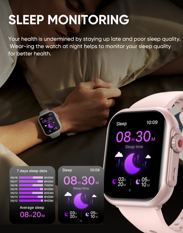 INF G20 Smartwatch: Din sundheds- og fitnessledsager Lyserød