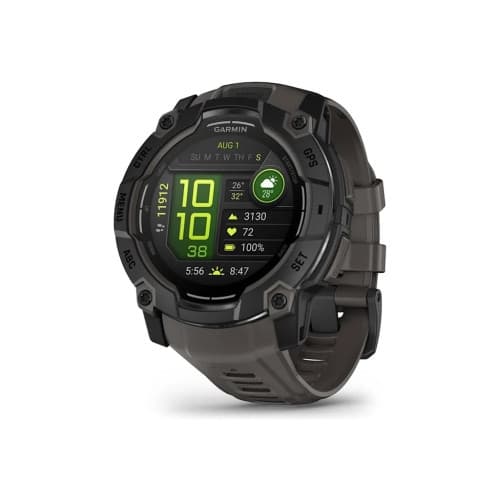 Garmin Instinct 3 AMOLED - svart fiberförstärkt polymer - Ja smart klocka med band - träkol - 4 GB