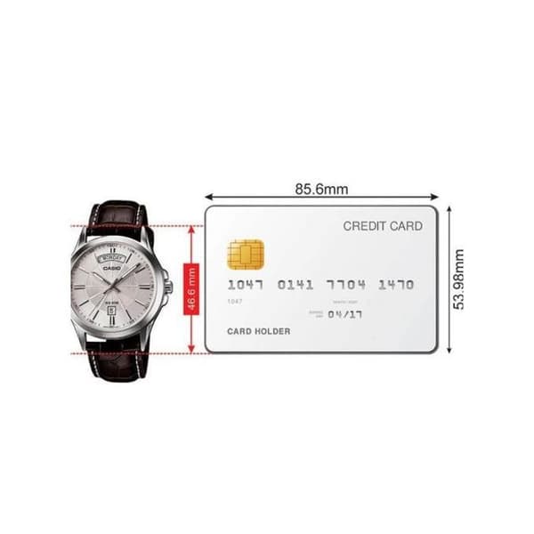 Casio Herrklocka med silverfärgad urtavla - Datumvisning för dagar/månader - Brunt läderarmband - MTP-1381L-7AVDF