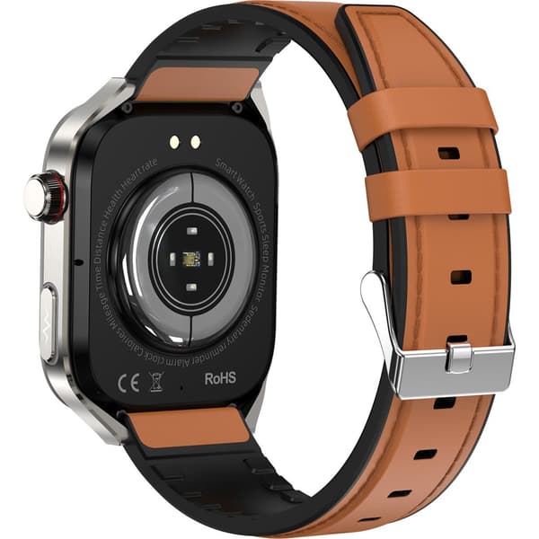 Smartklocka Bluetooth-samtal Mikro fysisk undersökning EKG kroppsfett detektering Bluetooth-samtal träning (Brun/Svart)