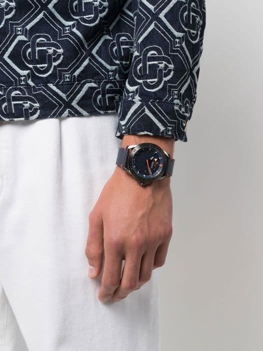 Klocka - Versace - Sport Tech VE2W00222 - Kvarts - Blått Läder - 45 mm Rostfritt Stål