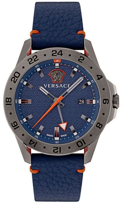 Klocka - Versace - Sport Tech VE2W00222 - Kvarts - Blått Läder - 45 mm Rostfritt Stål