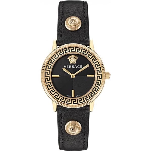 Kvinna Kvartsur - VERSACE - V-Tribute VE2P00222 - Svart - Läder - Chic