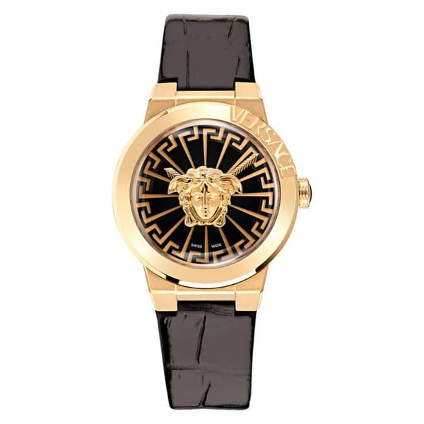 Klocka - Versace - VE3F00222 - Svart Läder - 38 mm - Vattentålig 5 bar