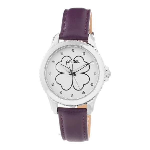 Damklocka - Folli Follie - WF15T031SSW - Kvarts - Läder - Silverfärgad