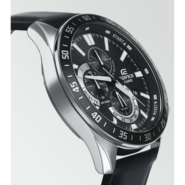 CASIO - Äkta Läderklocka - EDIFICE - Svart