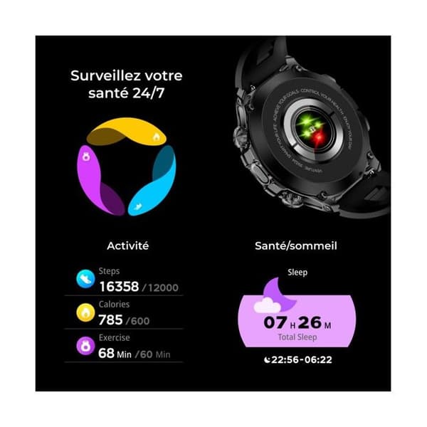 Ksix Venture Black - Smartwatch Xxl 1.85"