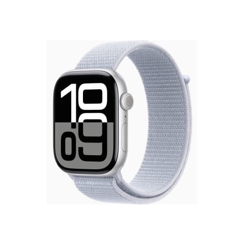 Apple Watch Series 10 (GPS) - silveraluminium - smart klocka med sportögla - blå moln - 64 GB