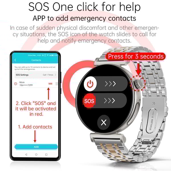 INF Smartwatch för kvinnor: EKG, Bluetooth-samtal & Musik