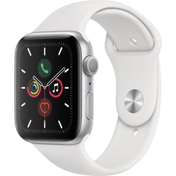 Apple Watch Series 5 GPS 44 mm Silver aluminiumfodral - Vit band - M/L (2019) - Renoverad - Bra skick- REFURBISHED
