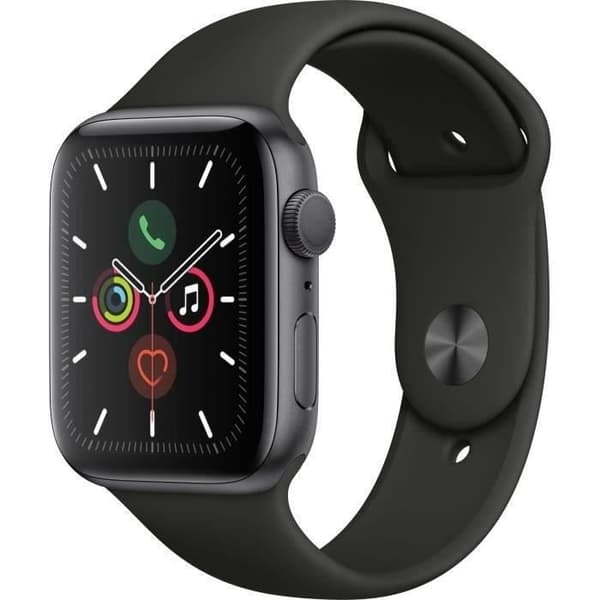 Apple Watch Series 5 GPS 44 mm Space Grey aluminiumfodral - Svart band - M/L (2019) - Renoverad - Mycket bra skick- REFURBISHED